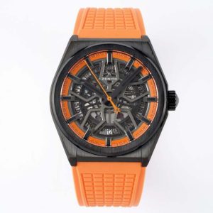 Defy Classic PVD LF 1:1 Best Edition Skeleton Orange Dial on Orange Rubber Strap A2892