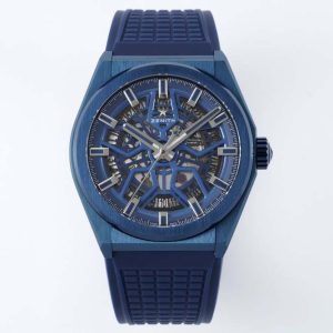 Defy Classic Blue PVD LF 1:1 Best Edition Skeleton Blue Dial on Blue Rubber Strap A2892