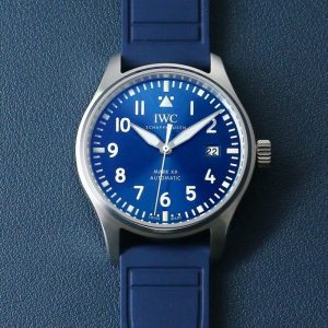 Mark XX IW328203 SS M+F 1:1 Best Edition Blue Dial on Blue Leather Strap MIYOTA 9015