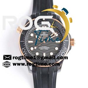 Seamaster Diver 300M 43.5mm ORF 1:1 Best Edition Ceramic Case Black Dial RG Marker on Black Rubber Strap A8806