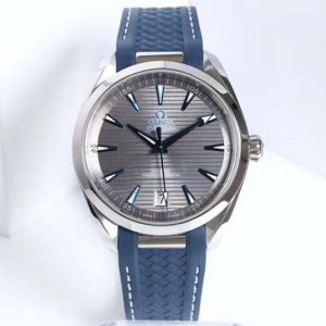 Aqua Terra 150M Master Chronometers VSF 1:1 Best Edition Gray Dial Blue Hand on Blue Rubber Strap A8900 Super Clone