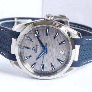 Aqua Terra 150M Master Chronometers VSF 1:1 Best Edition Gray Dial Blue Hand on Blue Rubber Strap A8900 Super Clone