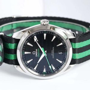 Aqua Terra 150M Master Chronometers VSF 1:1 Best Edition Black Dial Green Hand on Black/Green Nato Strap A8900 Super Clone