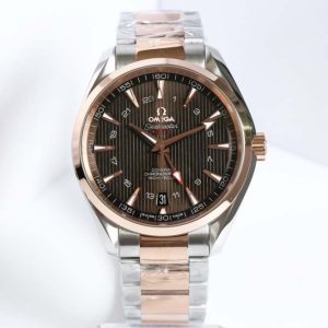 Aqua Terra 150M GMT SS/RG VSF 1:1 Best Edition Brown Textured Dial on SS/RG Bracelet A8605 Super Clone