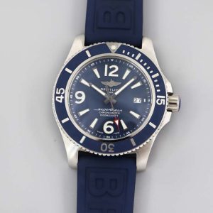 Superocean Automatic 44 TF 1:1 Best Edition Blue Dial Blue Bezel on Blue Rubber Strap A2824