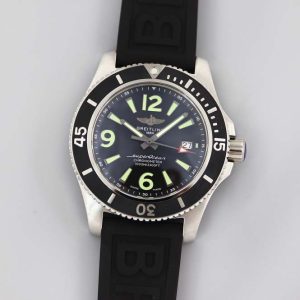 Superocean Automatic 44 TF 1:1 Best Edition Black Dial Black Bezel on Black Rubber Strap A2824