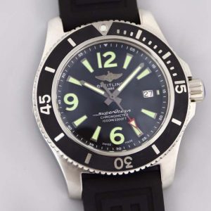 Superocean Automatic 44 TF 1:1 Best Edition Black Dial Black Bezel on Black Rubber Strap A2824