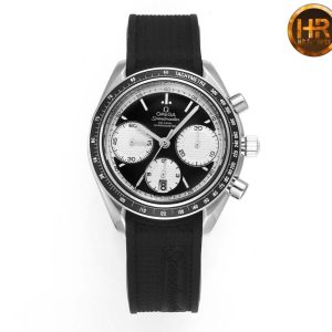 Speedmaster Racing Master SS HRF Maker Black/White Dial on Black Rubber Strap A7750