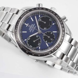 Omega HRF Speedmaster Racing Chronograph 40 BlueDial Black Tachymeter Bezel on SS Bracelet C3330