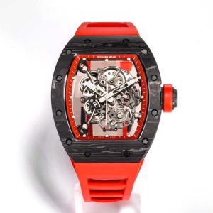 RM055 Real NTPT RMF 1:1 Best Edition Skeleton Red Dial on Red Rubber Strap RMUL2