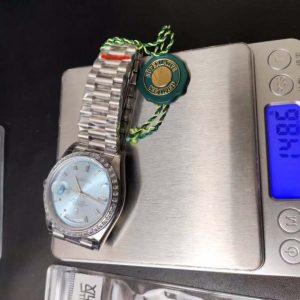 DayDate 40mm Tungsten Fluted Bezel Pres Ice-Blue Dial Diamond Bezel GSF