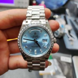 DayDate 40mm Tungsten Fluted Bezel Pres Ice-Blue Dial Diamond Bezel GSF