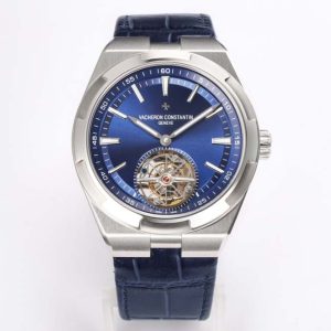 Overseas Tourbillon Ref 6000V SS BBRF 1:1 Best Edition Blue Dial on Blue Leather Strap Tourb