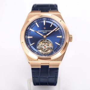 Overseas Tourbillon Ref 6000V RG BBRF 1:1 Best Edition Blue Dial on Blue Leather Straps Tourb