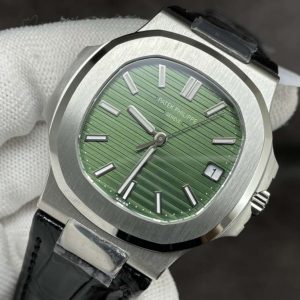 Nautilus 5711/1A 3KF 1:1 Best Edition Green Textured Dial on Black Leather Strap A324 Super Clone