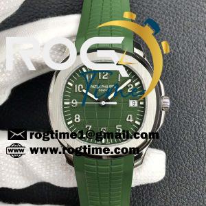 Aquanaut 5168 SS 3KF 1:1 Best Edition GreenTextured Dial on Green Rubber Strap A324 Clone