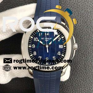 Aquanaut 5168 SS 3KF 1:1 Best Edition Blue Textured Dial on Blue Rubber Strap A324 Clone