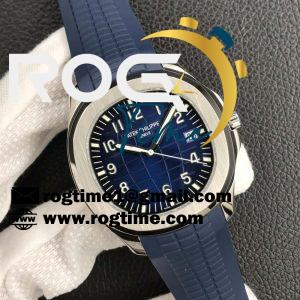 Aquanaut 5168 SS 3KF 1:1 Best Edition Blue Textured Dial on Blue Rubber Strap A324 Clone