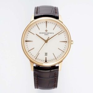 Patrimony Date RG PPF 1:1 Best Edition White Dial on Brown Leather Strap MIYOTA 9015