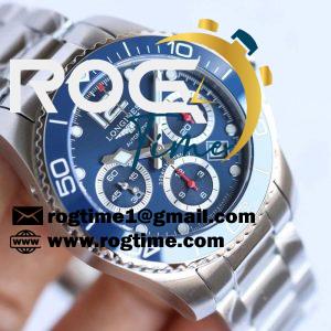 Conquest L3.840.4.56.6 Real Ceramic Bezel SS ZF 1:1 Best Edition Blue dial On SS Bracelet A7750