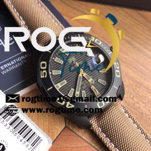 Original Factory Tag Heuer – Aquaracer Caliber 5 43mm SS/SS Black Textured SW200