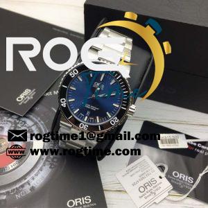 Original Factory ORIS Aquis Blue/Black Rubber Swiss Movement SS Bracelet