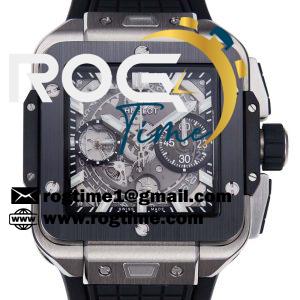 Square Bang Unico 42mm Titanium/Ceramic BBF 1:1 Best Edition Skeleton Dial on Black Rubber Strap A1280