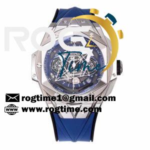 Big Bang Sang Bleu II Chrono Ti BBF Best EditionSS Bezel Blue Dial on Blue Rubber Strap HUB1240