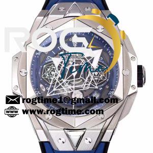 Big Bang Sang Bleu II Chrono Ti BBF Best EditionSS Bezel Blue Dial on Blue Rubber Strap HUB1240