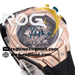 Big Bang Sang Bleu Chrono II RG BBF Best Edition Black Dial on Black Rubber Strap HUB1240