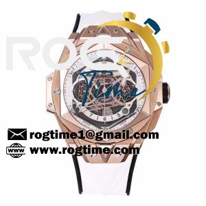 Big Bang Sang Bleu II Chrono RG BBF Best Edition White Dial on White Rubber Strap HUB1240